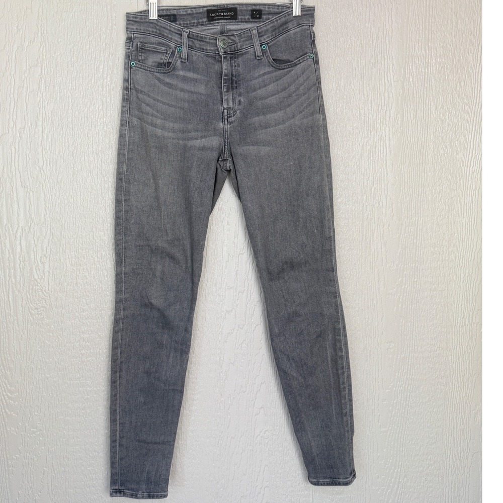 Lucky Brand Grey Skinny Jeans Candiani Denim Womens 4/27 Mid Rise Stretch